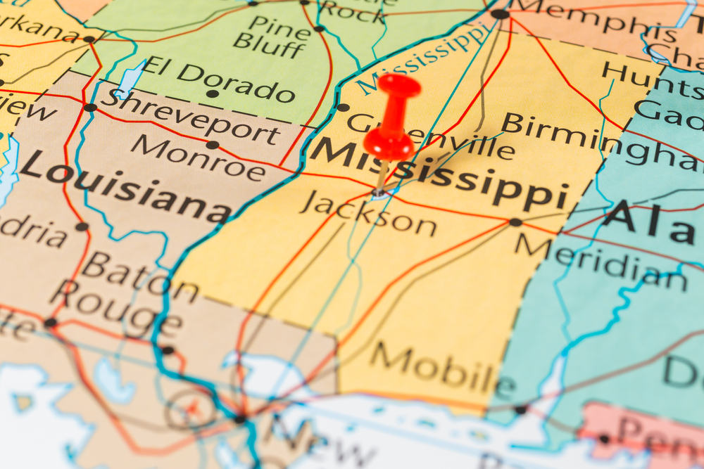 Mississippi,On,The,Map,Of,United,States