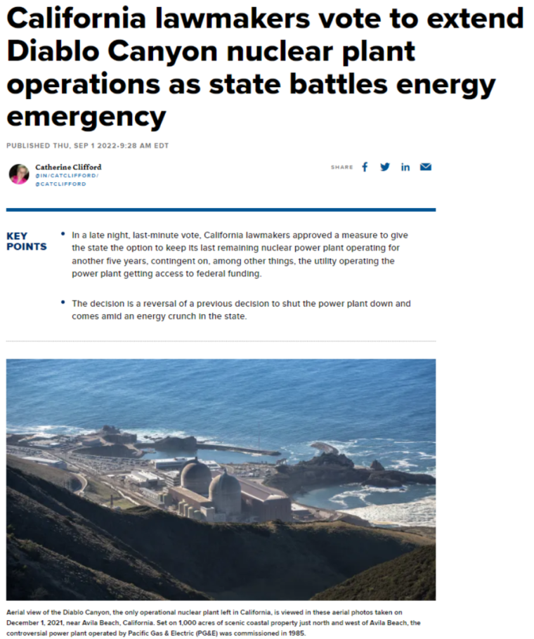 …But Even California Now Admits it Needs Nuclear Power - Unleash Prosperity
