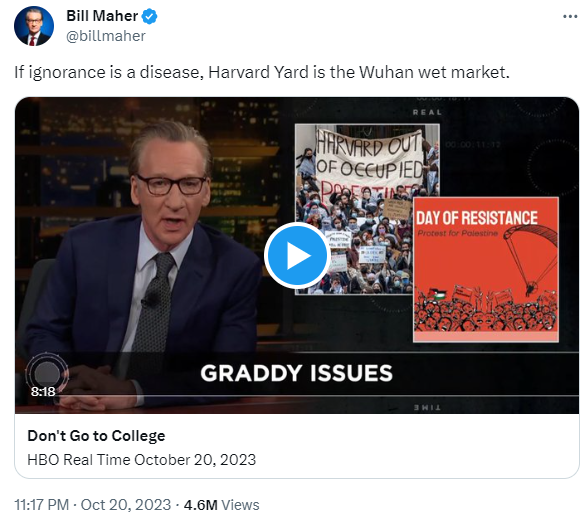 Bill Maher Nails the Hypocrisy Rampant on College Campuses - Unleash  Prosperity